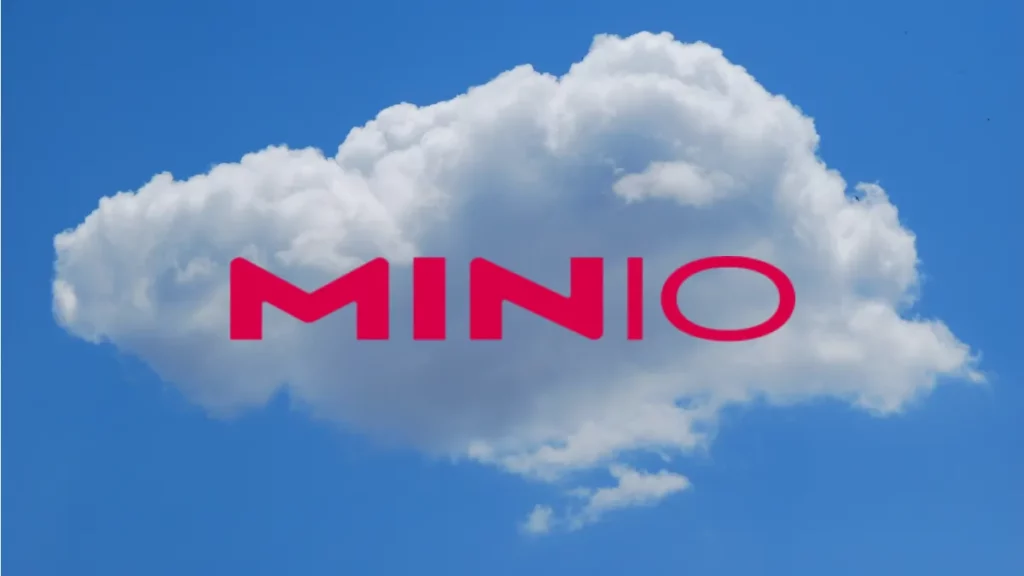 MinIO logo on cloud background